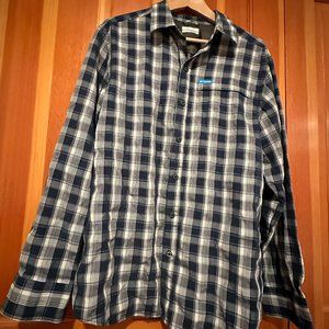 [Columbia] Blue Plaid Men's Long Sleeve Button Up Shirt - Size M